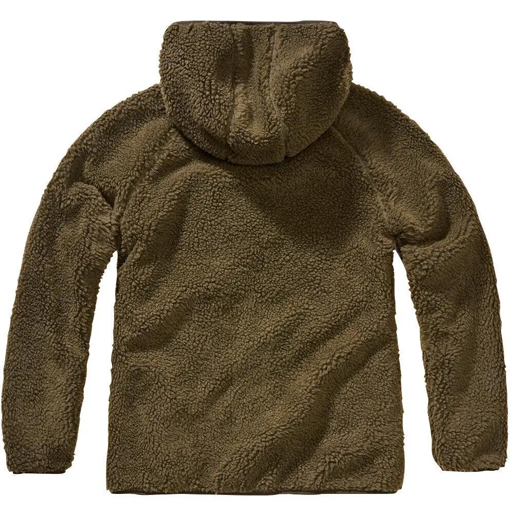 Damen - Teddy-Fleecejacke - Kapuze, warm, Oliv 2/4