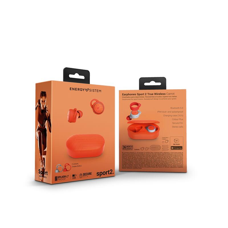 Auriculares Deportivos Energy Sistem Sport 2 True Wireless Carrot