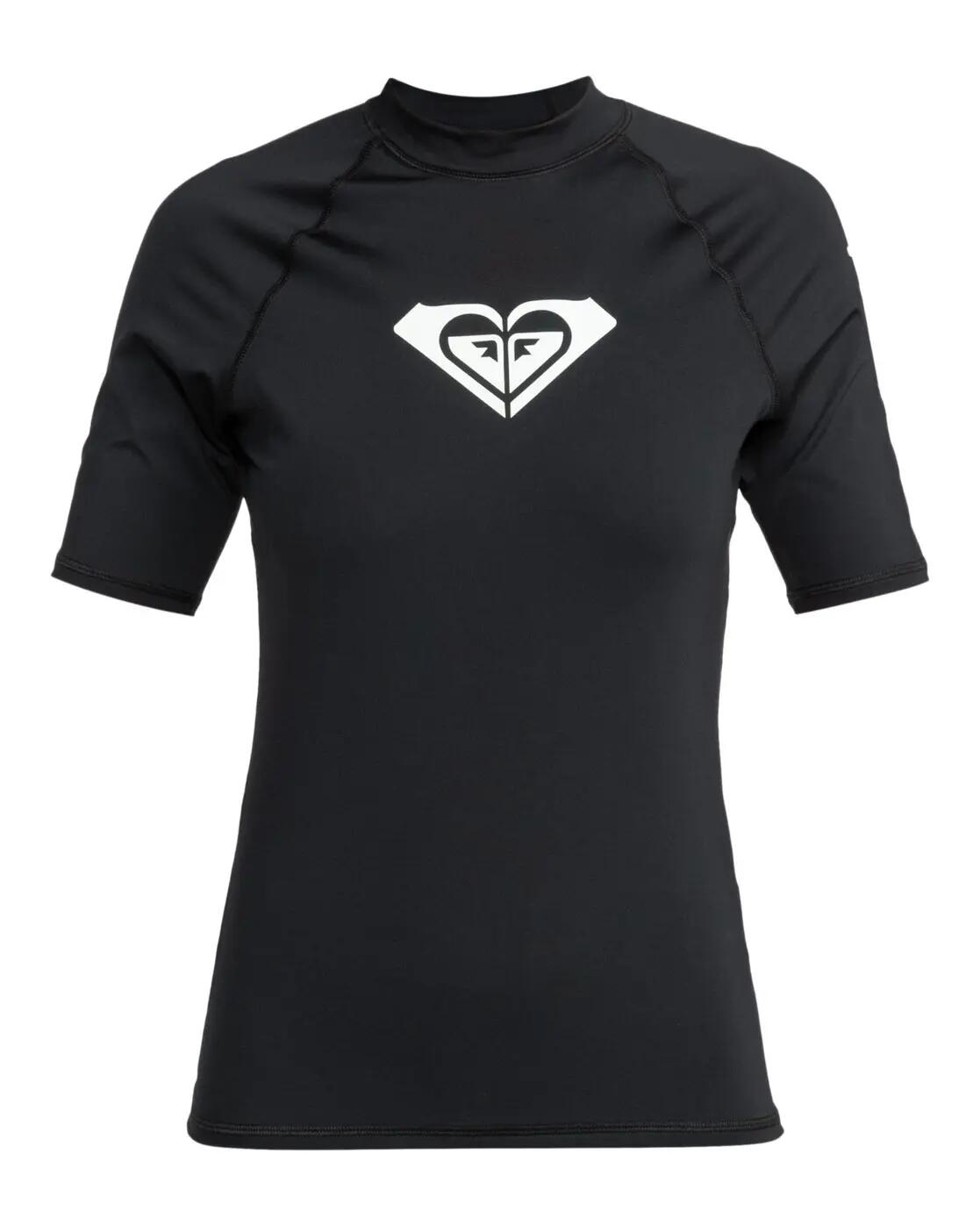 Roxy Kurzarm-Rashguard WHOLE HEARTED Schwarz Damen