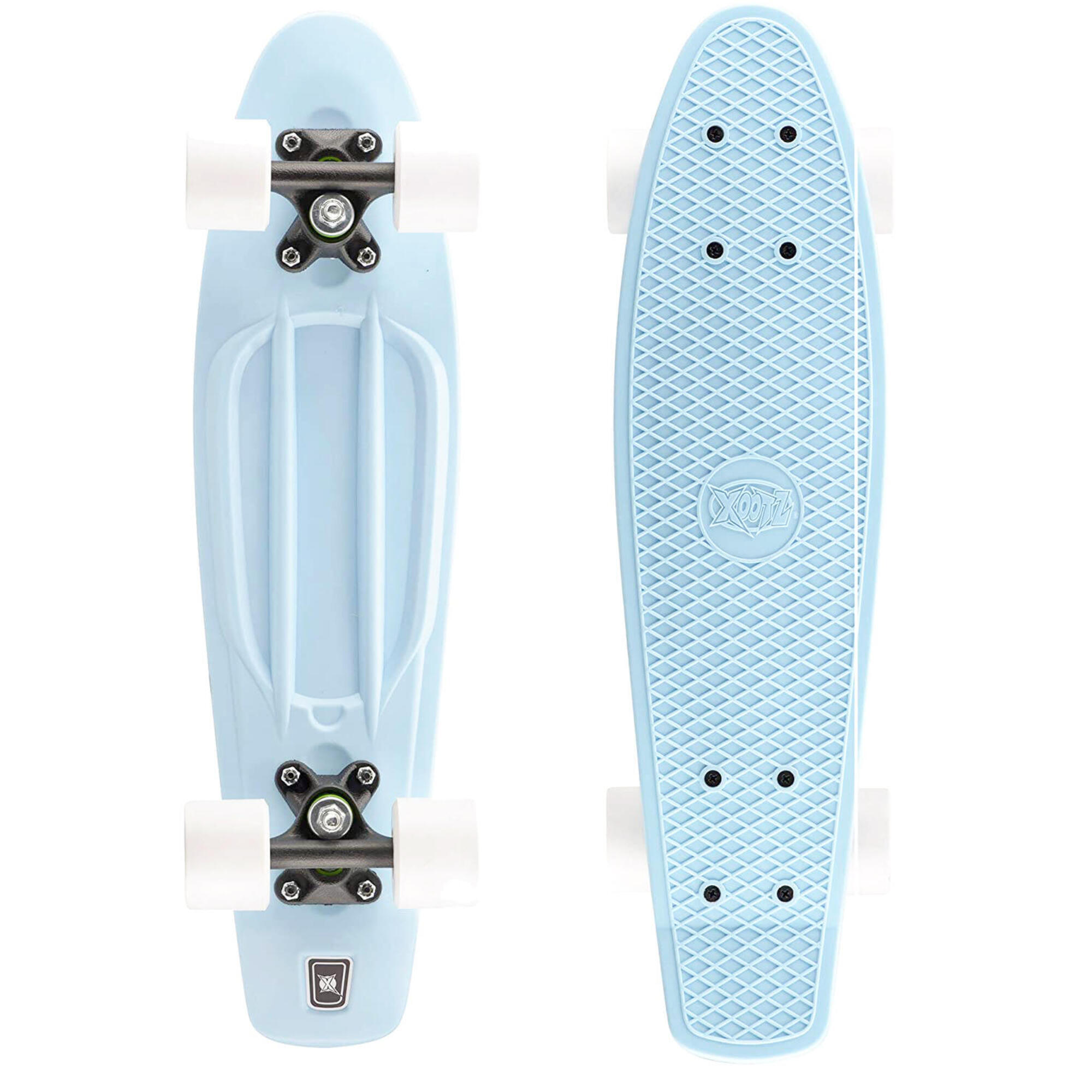 Xootz Retro Plastic Complete Cruiser Skateboard, 22" - Pastel Blue 1/4