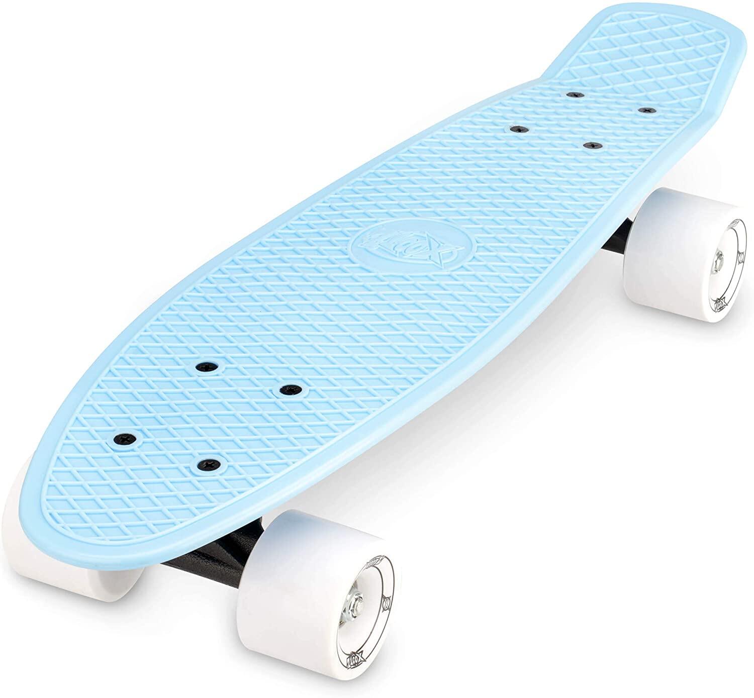 Xootz Retro Plastic Complete Cruiser Skateboard, 22" - Pastel Blue 2/4