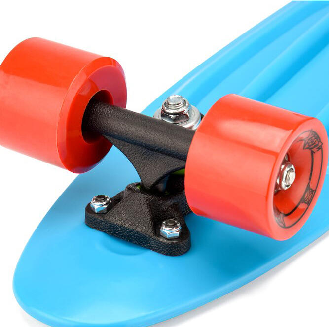 Xootz Retro Plastic Complete Cruiser Skateboard, 22" - Blue/Red 4/5