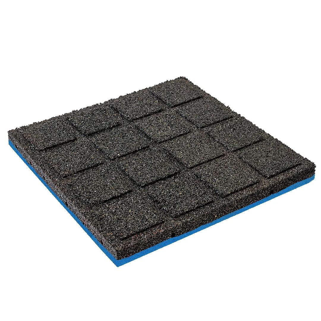 Baldosa de caucho azul de 55 mm - 50x50 cm - conexión machihembrada 4/7