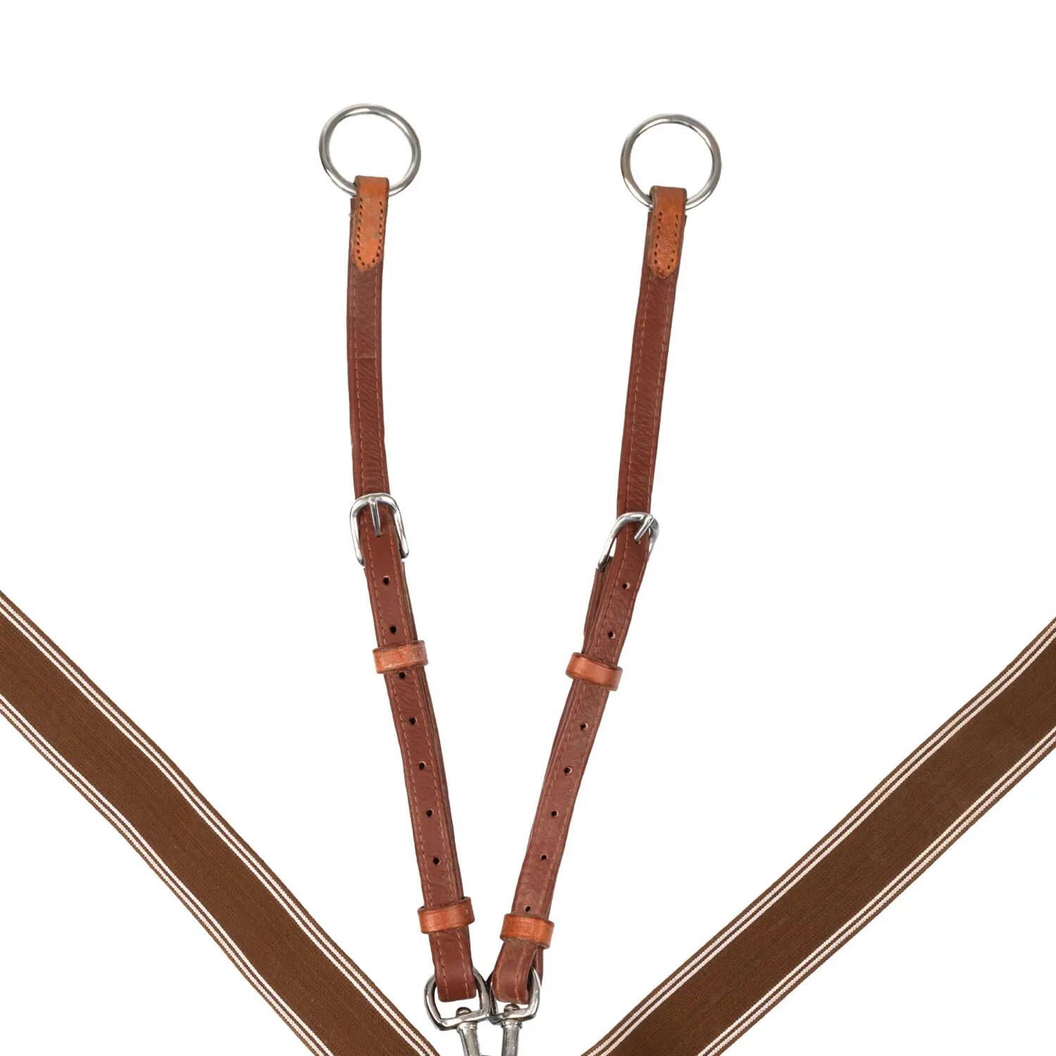 Elastische borstplaat met martingale vork in dubbel leer 3/4