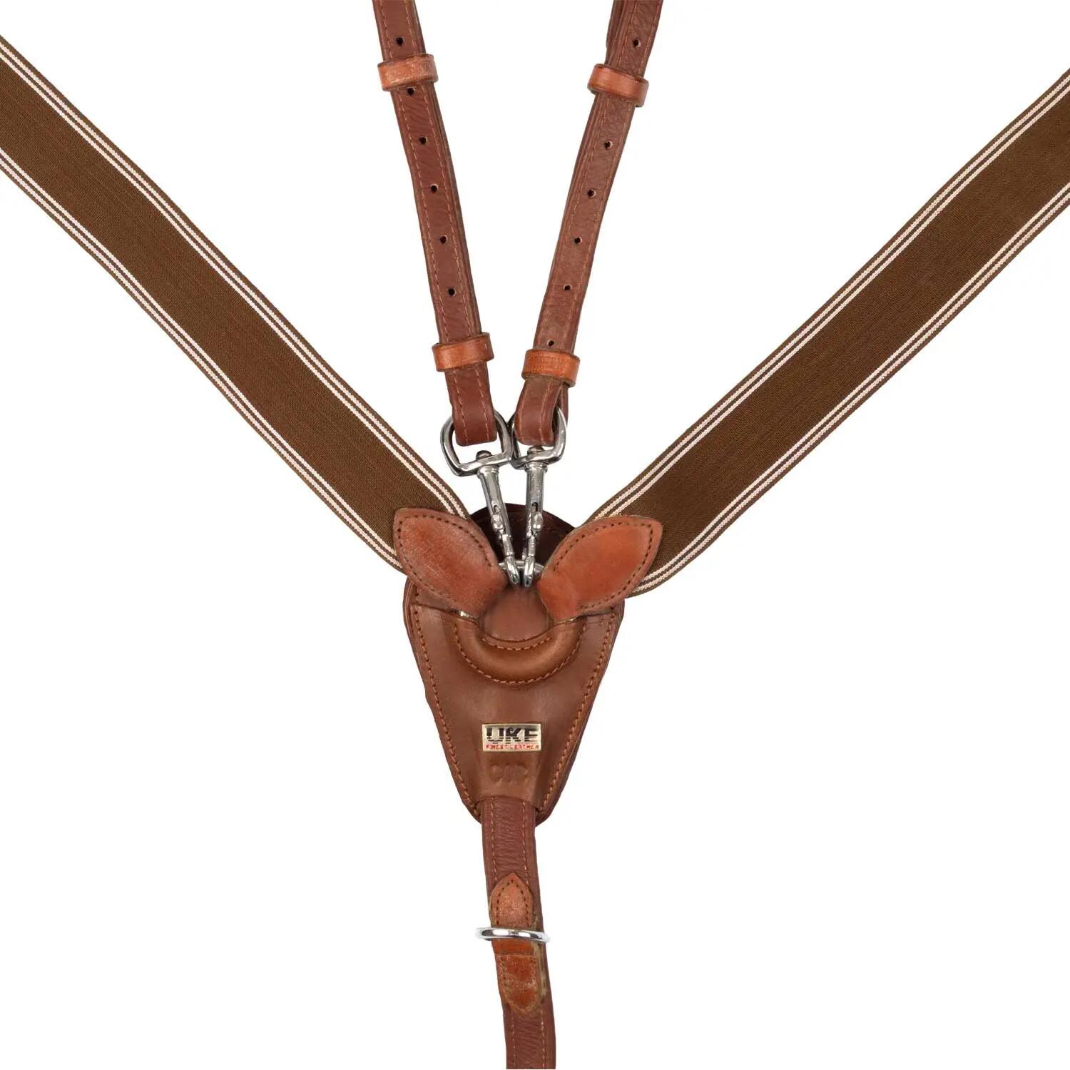 Elastische borstplaat met martingale vork in dubbel leer 2/4