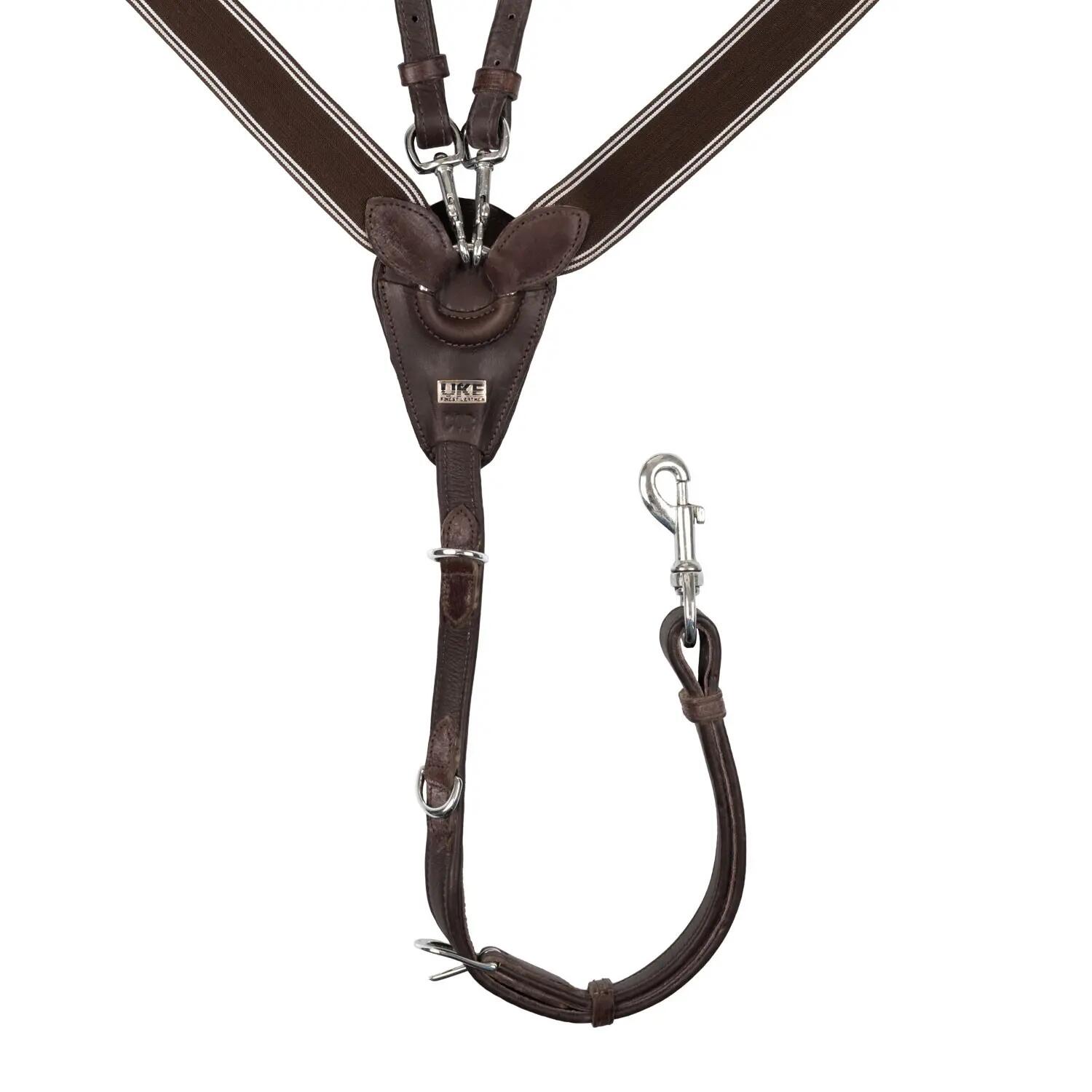 Collier de chasse élastique avec fourche de martingale en cuir double 4/5