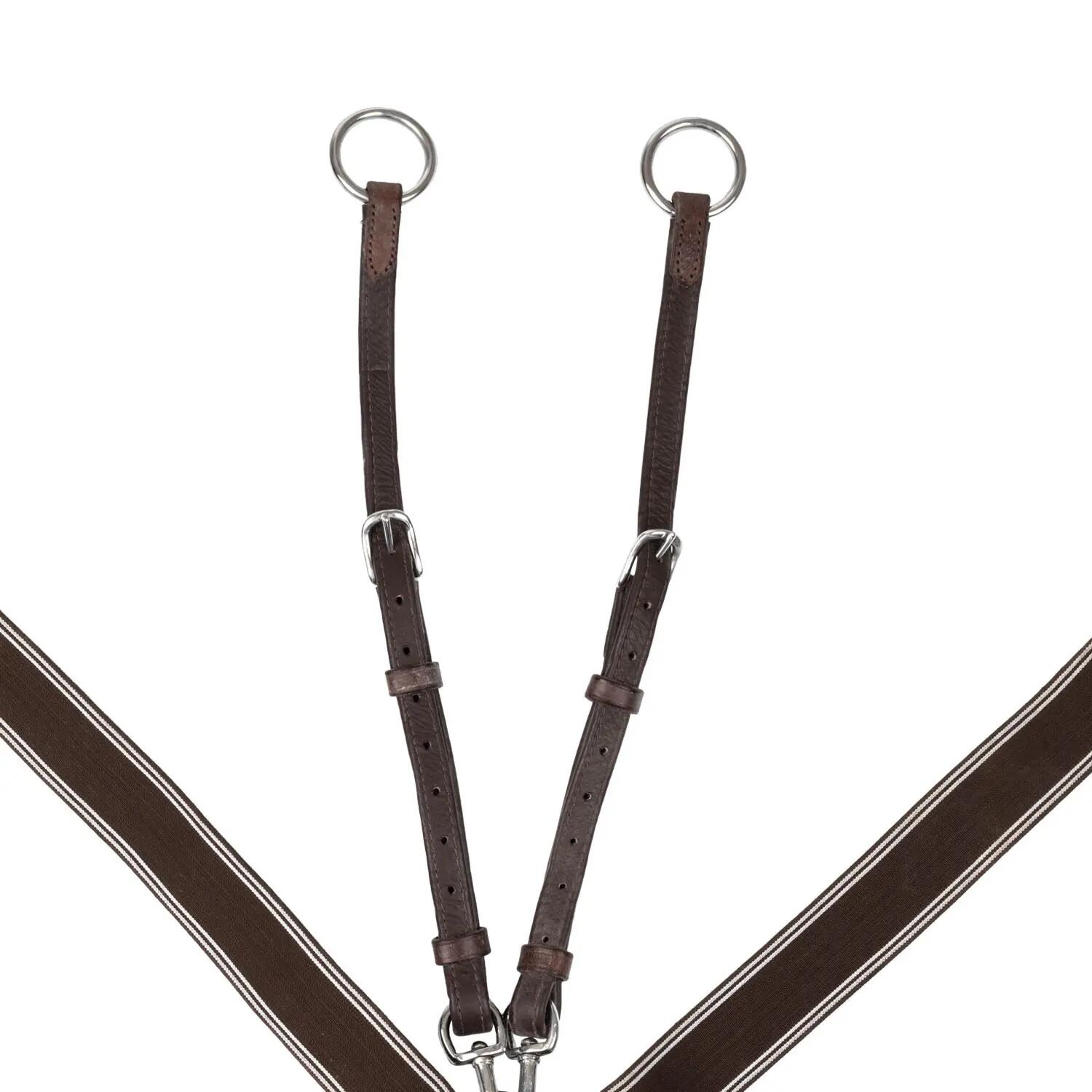 Collier de chasse élastique avec fourche de martingale en cuir double 3/5