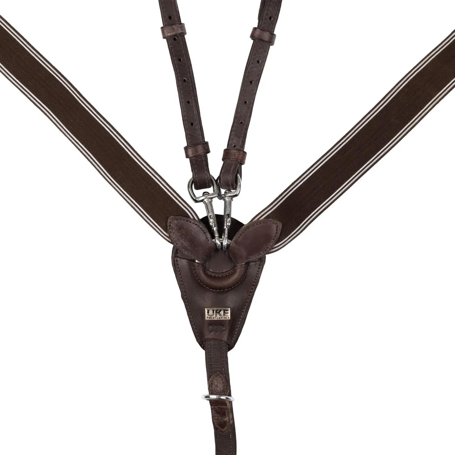 Collier de chasse élastique avec fourche de martingale en cuir double 2/5