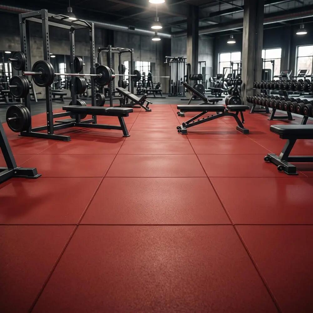 ARQUICAUCHO Loseta de Caucho para Gimnasio 1x1m x 40mm Rojo 8/11