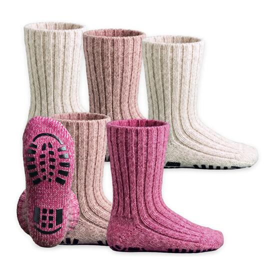 Baby Kinder Stoppersocken ABS Noppen Wollsocken Norweger Hausschuh-Ersatz 6 Paar