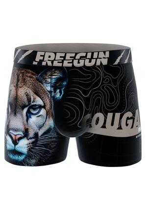 Caleçon de bain pour homme à imprimé de couguar noir FREEGUN, taille S