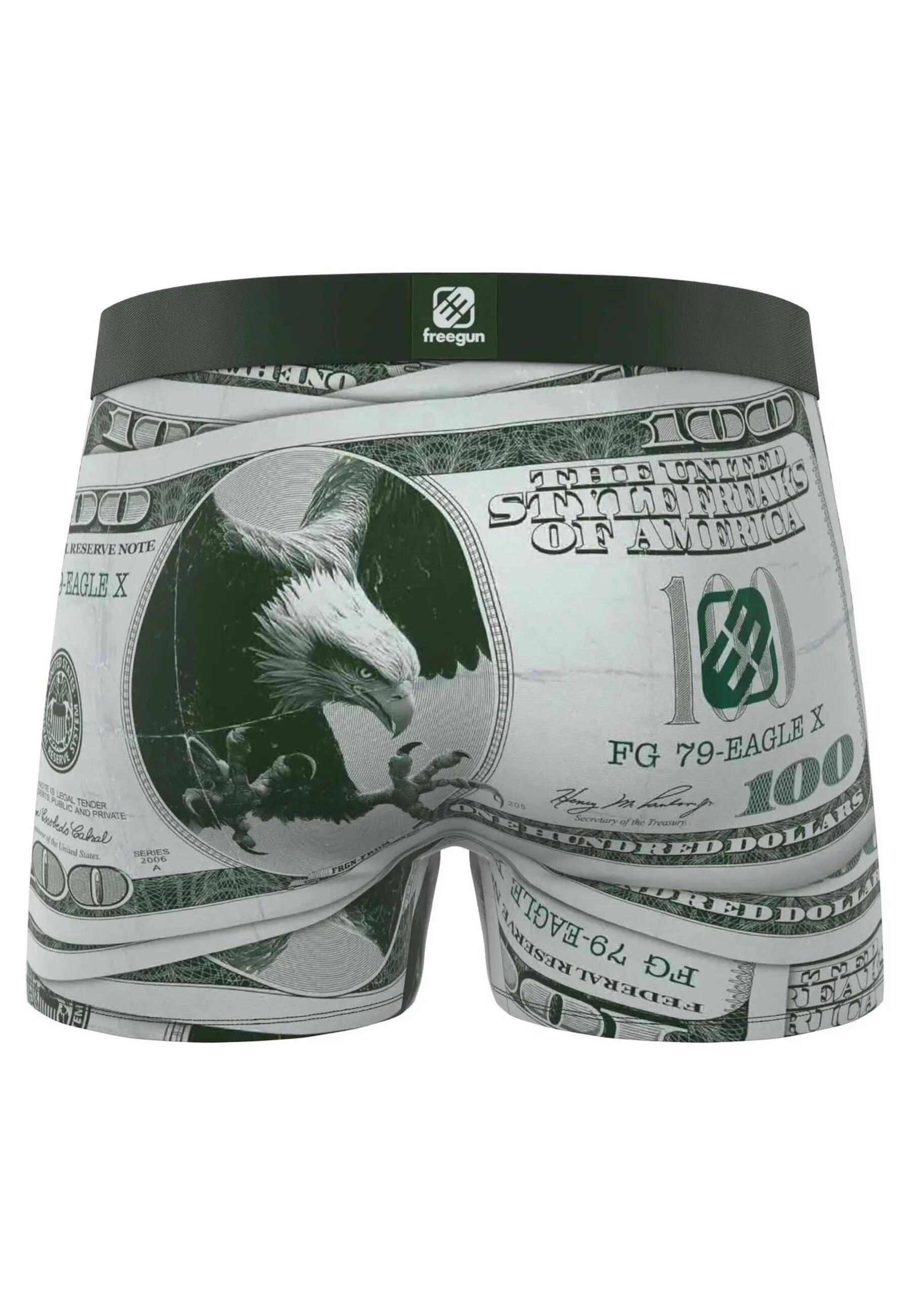 FREEGUN Shorts boxer gris imprimé Dollar longueur standard taille XL 2/2