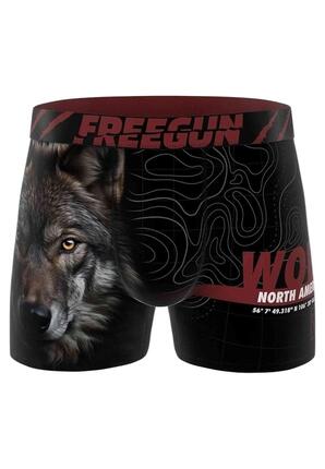 Caleçon boxer à motif loup pour homme FREEGUN, noir, taille XL