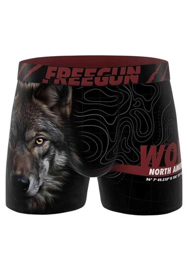 Caleçon boxer à motif loup pour homme FREEGUN, noir, taille XL