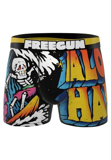 FREEGUN Shorts de boxe imprimés squelette Aloha longueur standard, XL