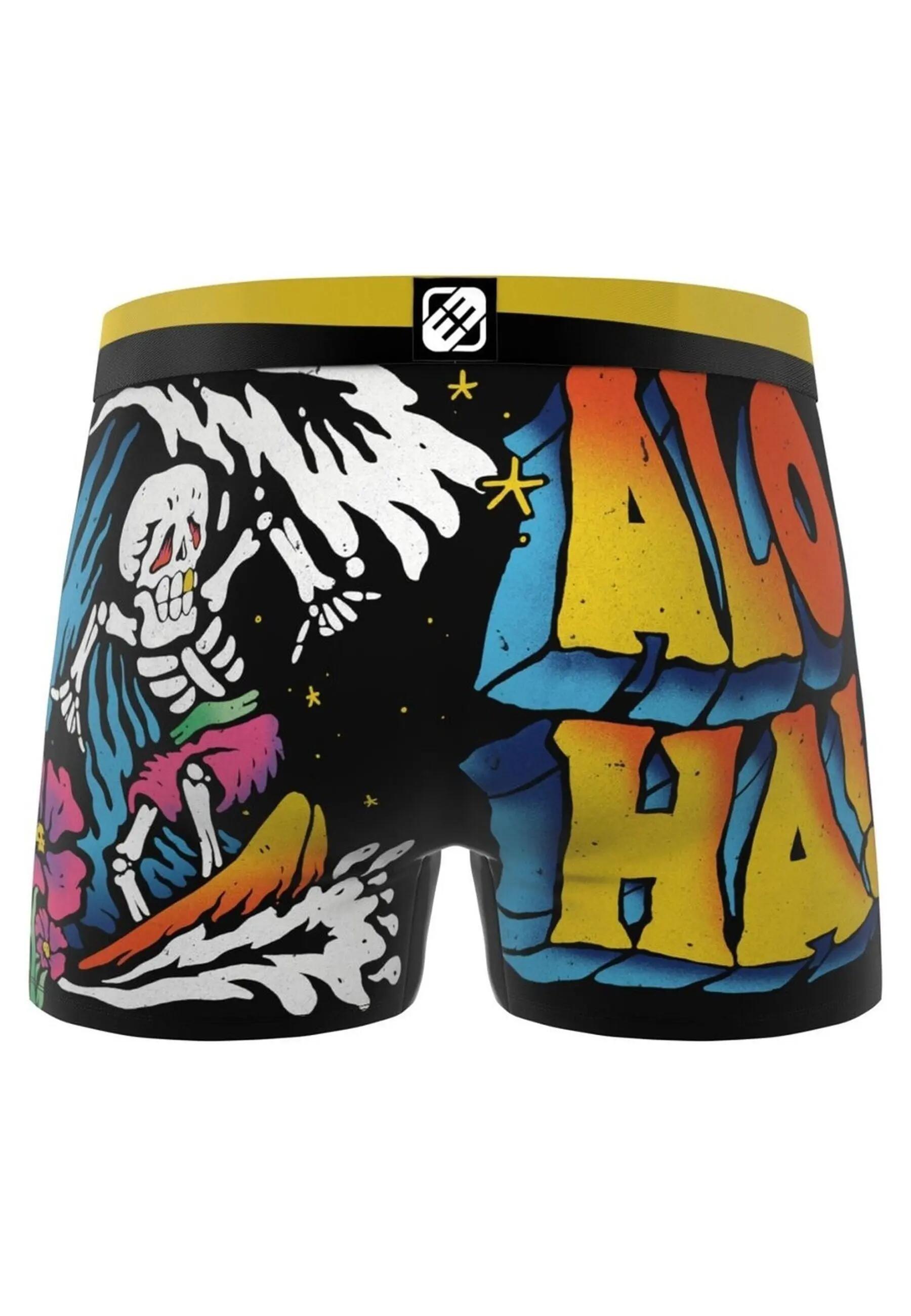 FREEGUN Shorts de boxe imprimés squelette Aloha longueur standard, XL 2/2