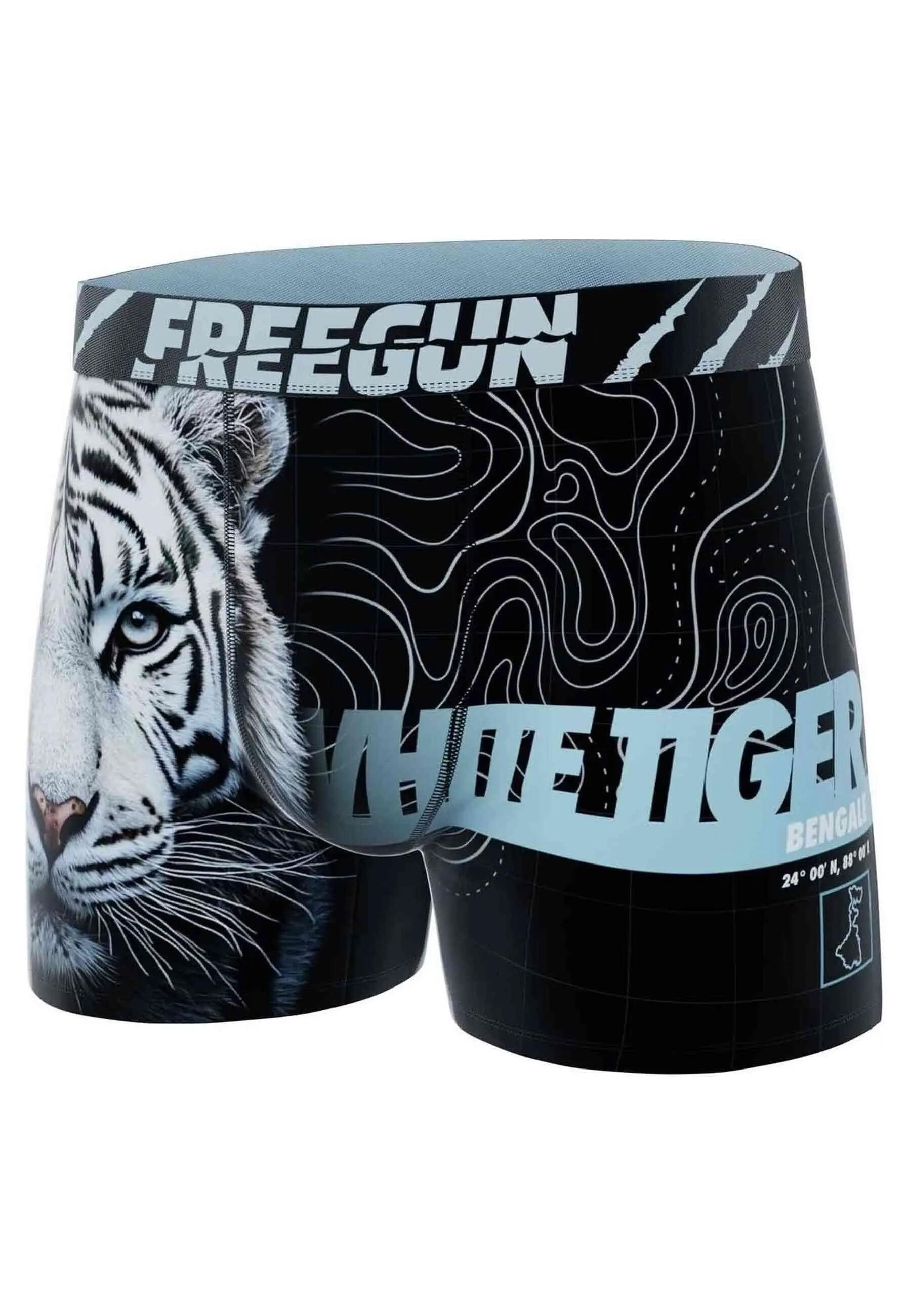 Boxer homme FREEGUN tigre noir et blanc, taille M 3/4