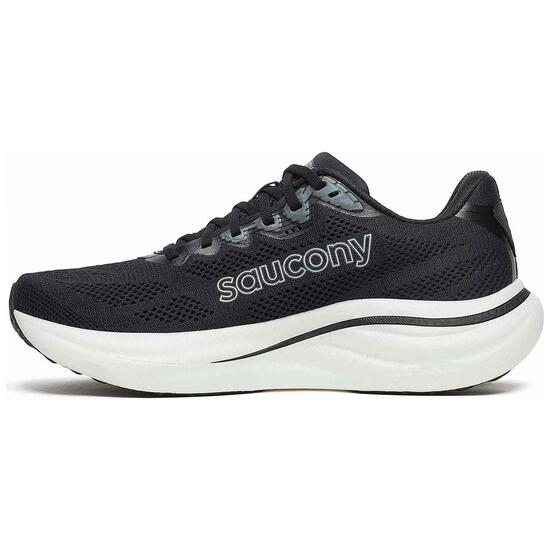 Chaussures de course Saucony modèle Ride 19 Wide "Black/Silver" pour homme