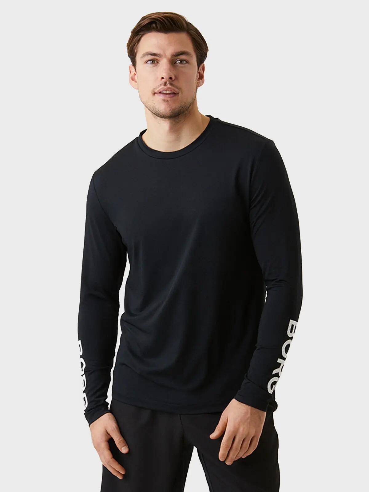 Multi-Sport Heren Performance O-hals Longsleeve Shirt Logo Zwart 5/6