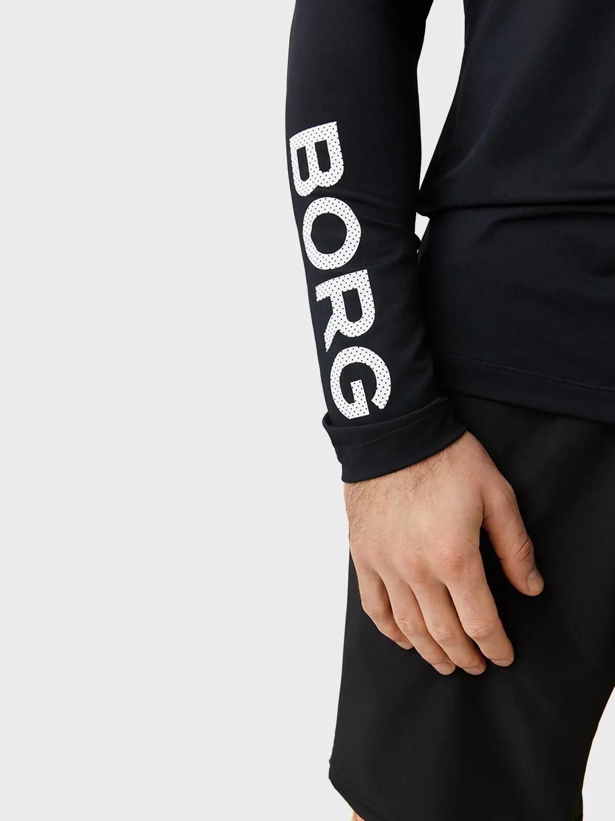 Multi-Sport Heren Performance O-hals Longsleeve Shirt Logo Zwart 4/6