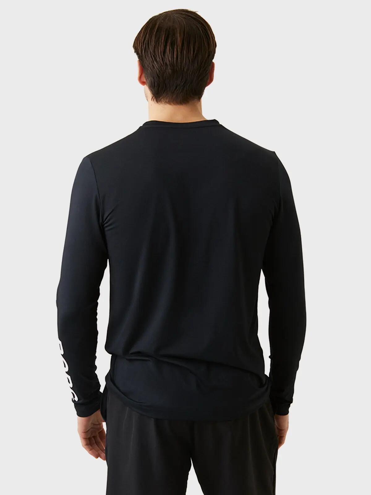 Multi-Sport Heren Performance O-hals Longsleeve Shirt Logo Zwart 3/6