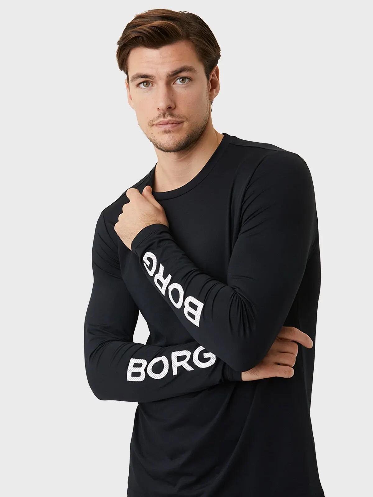 Multi-Sport Heren Performance O-hals Longsleeve Shirt Logo Zwart 2/6