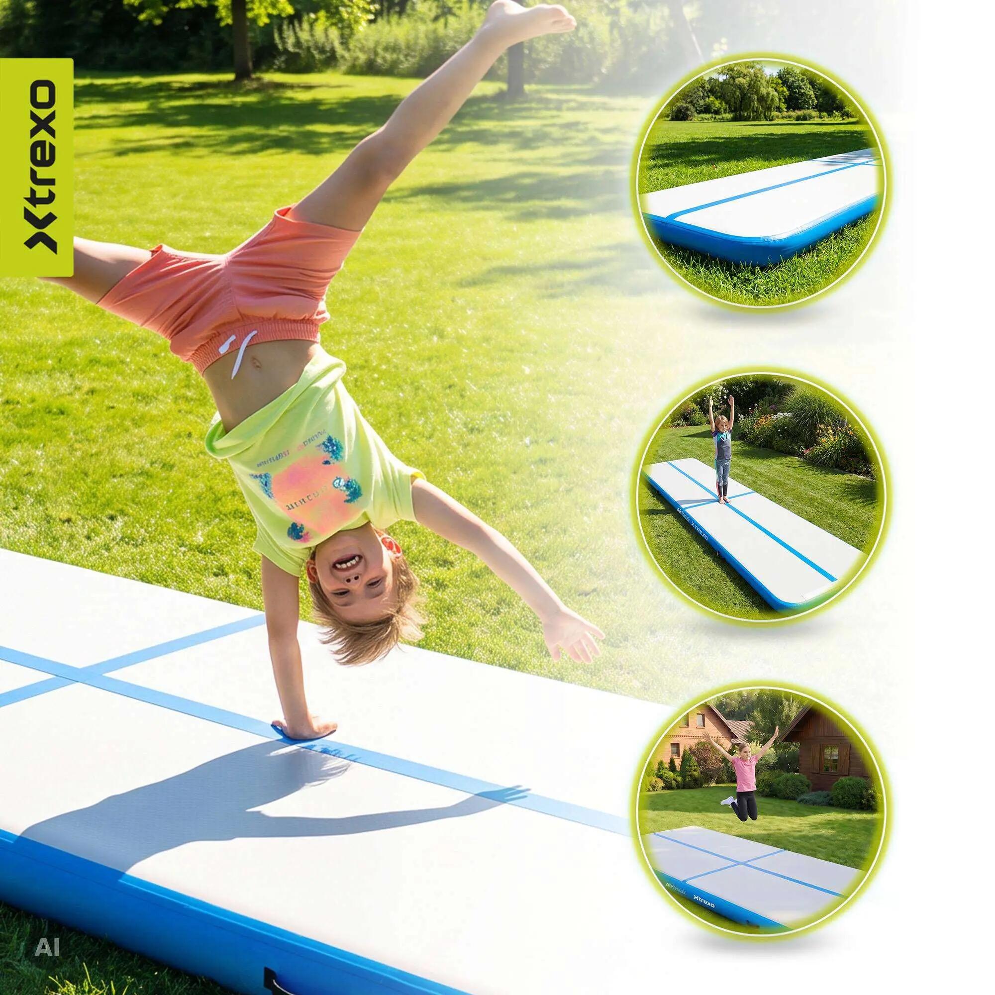 Air track gymnastics mat XTREXO 400 x 10 cm white 7/8