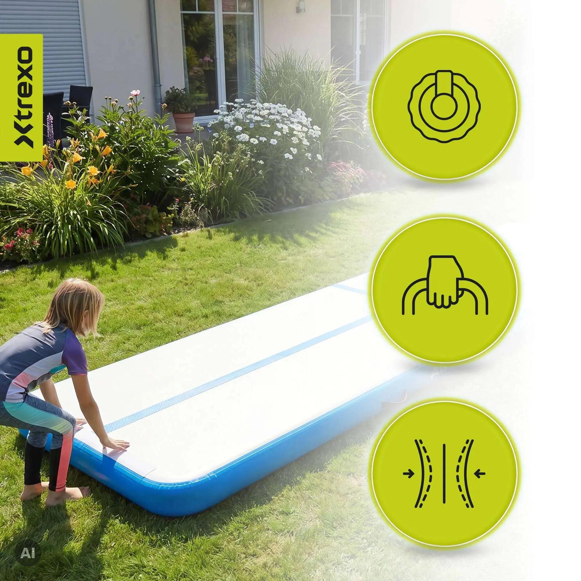 Air track gymnastics mat XTREXO 400 x 10 cm white 6/8