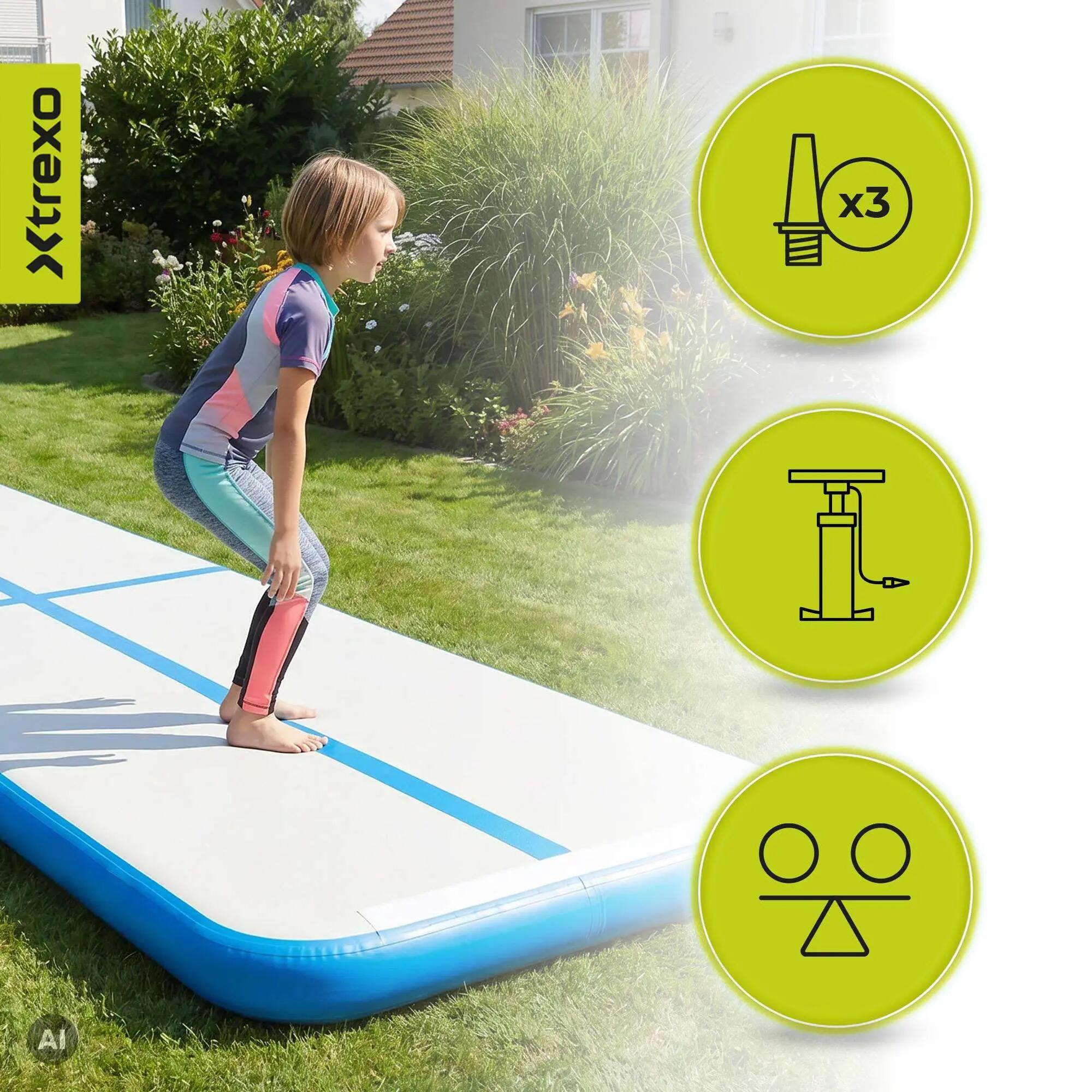 Air track gymnastics mat XTREXO 400 x 10 cm white 5/8