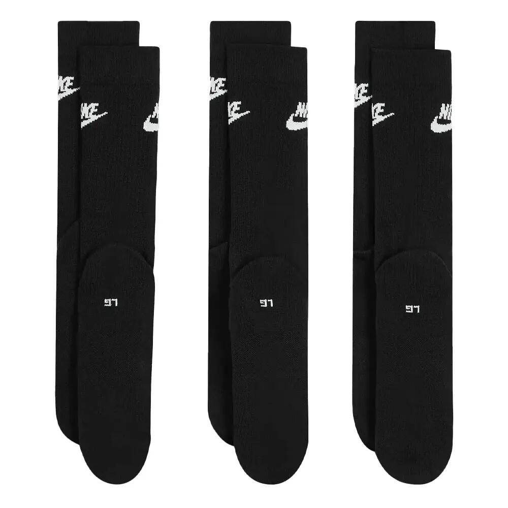 Unisex Adult Sportswear Everyday Essential Crew Socks (Pack of 3) (Black) 4/4