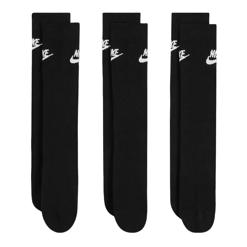 Unisex Adult Sportswear Everyday Essential Crew Socks (Pack of 3) (Black) 3/4