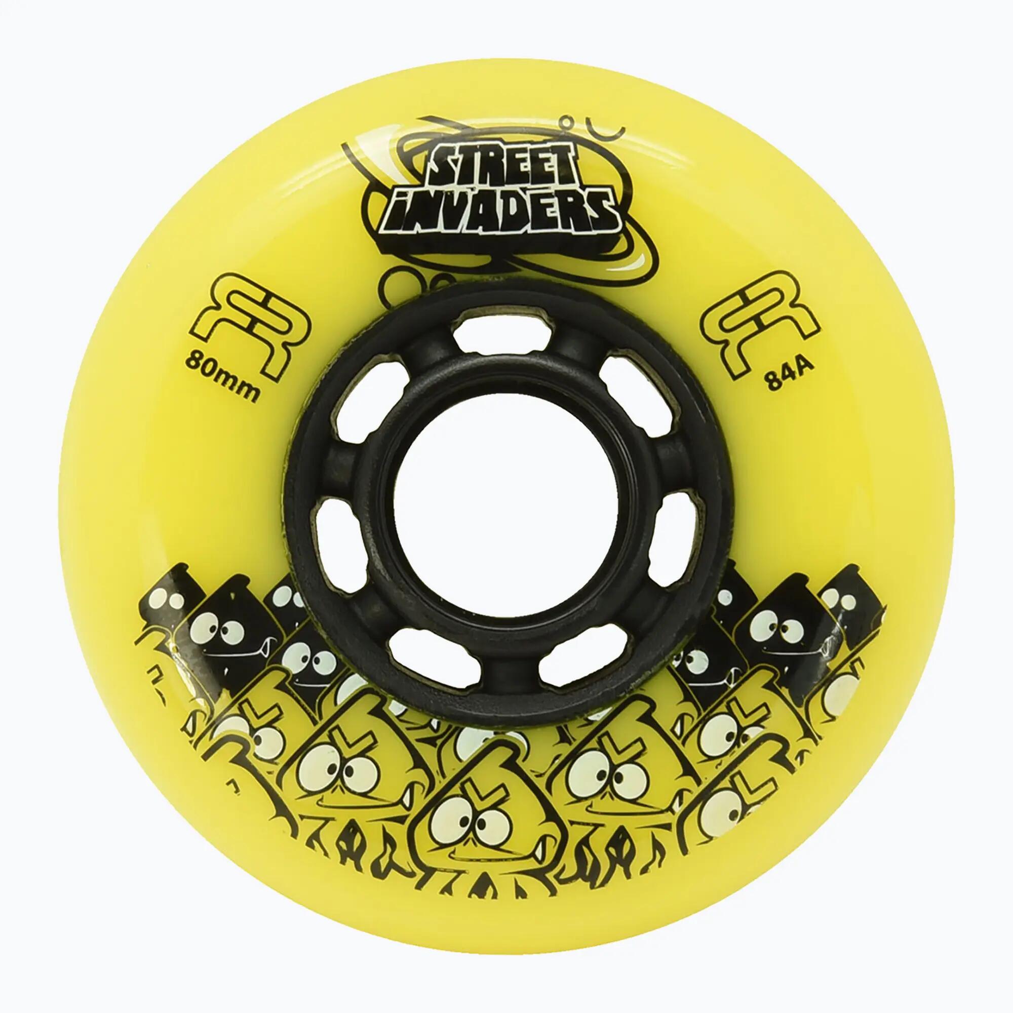 Street Invader II In-Line Slalom & FreeSkating Wheels 84a – Set of 4 - Yellow 1/3