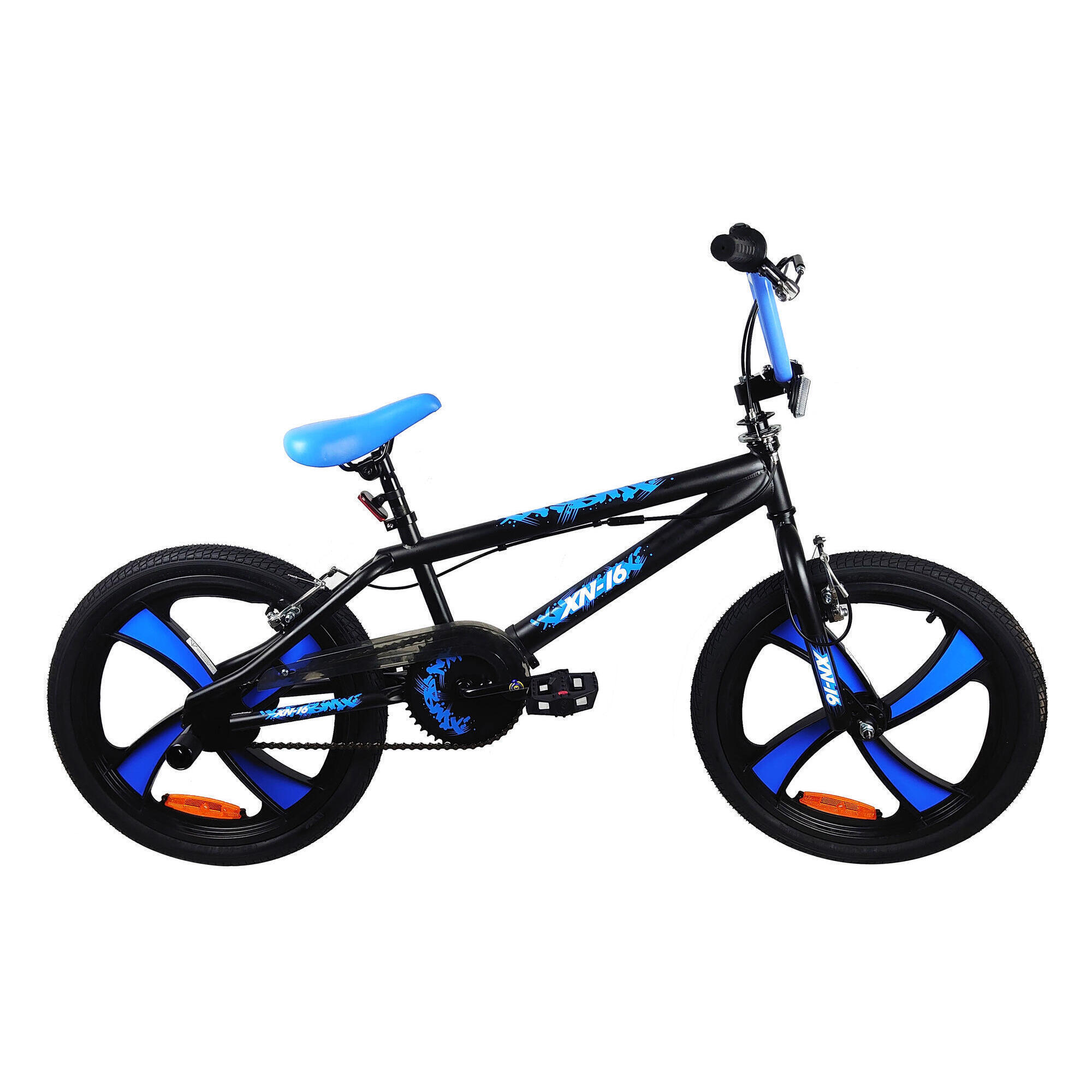 XN XN-16-20 Freestyle BMX Bike, 20In Wheel - Satin Black/Blue