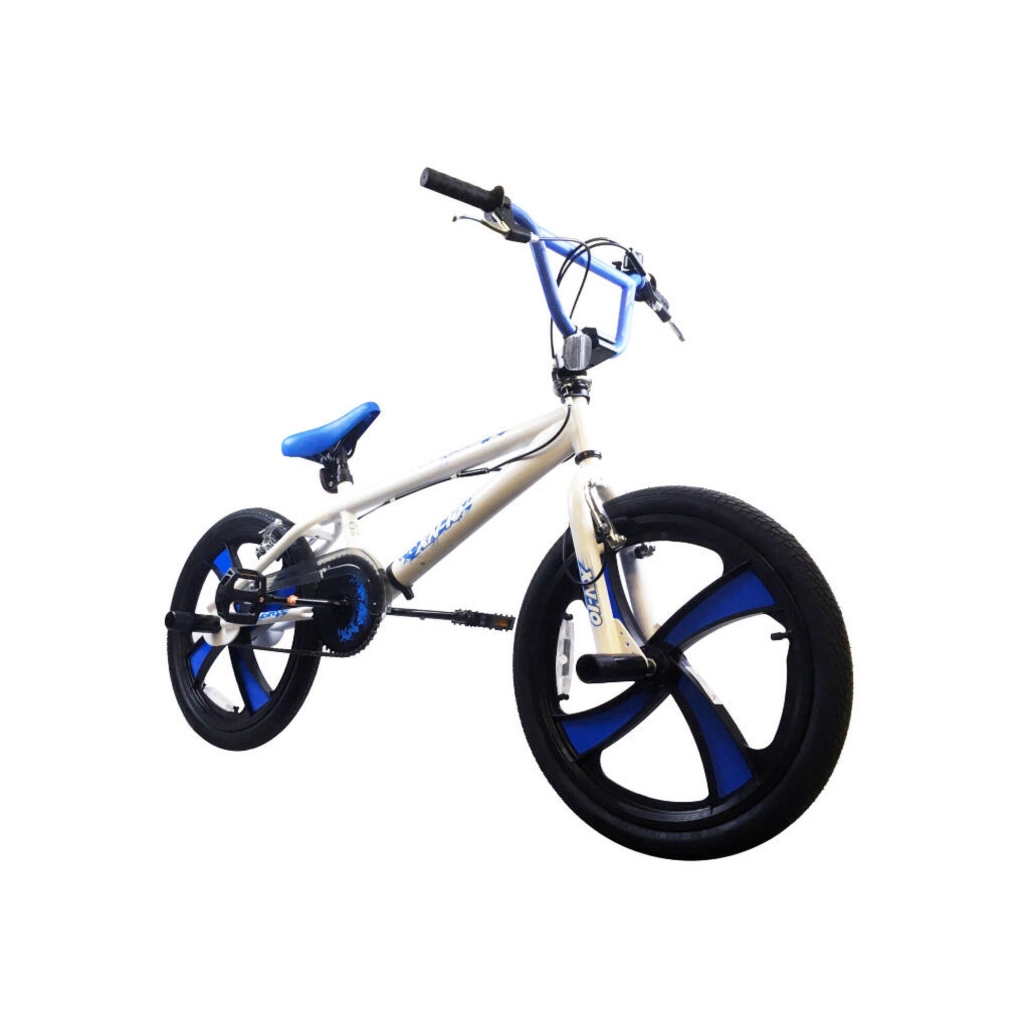 XN-10-20 Freestyle BMX Bike, 20In Wheel - White/Blue 3/5