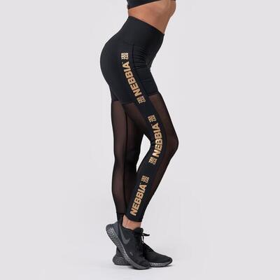 Leggings da allenamento da donna NEBBIA Gold Mesh