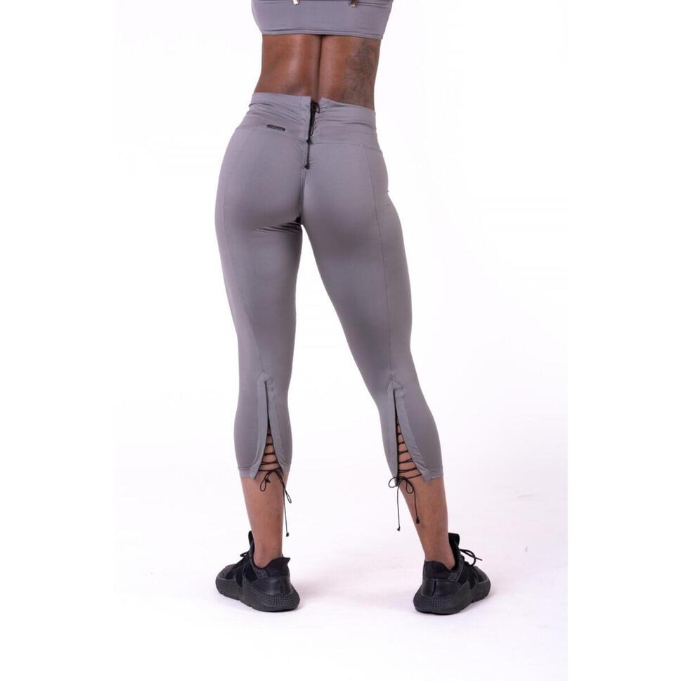 Legginsy fitness damskie Nebbia sznurowane Metaliczne