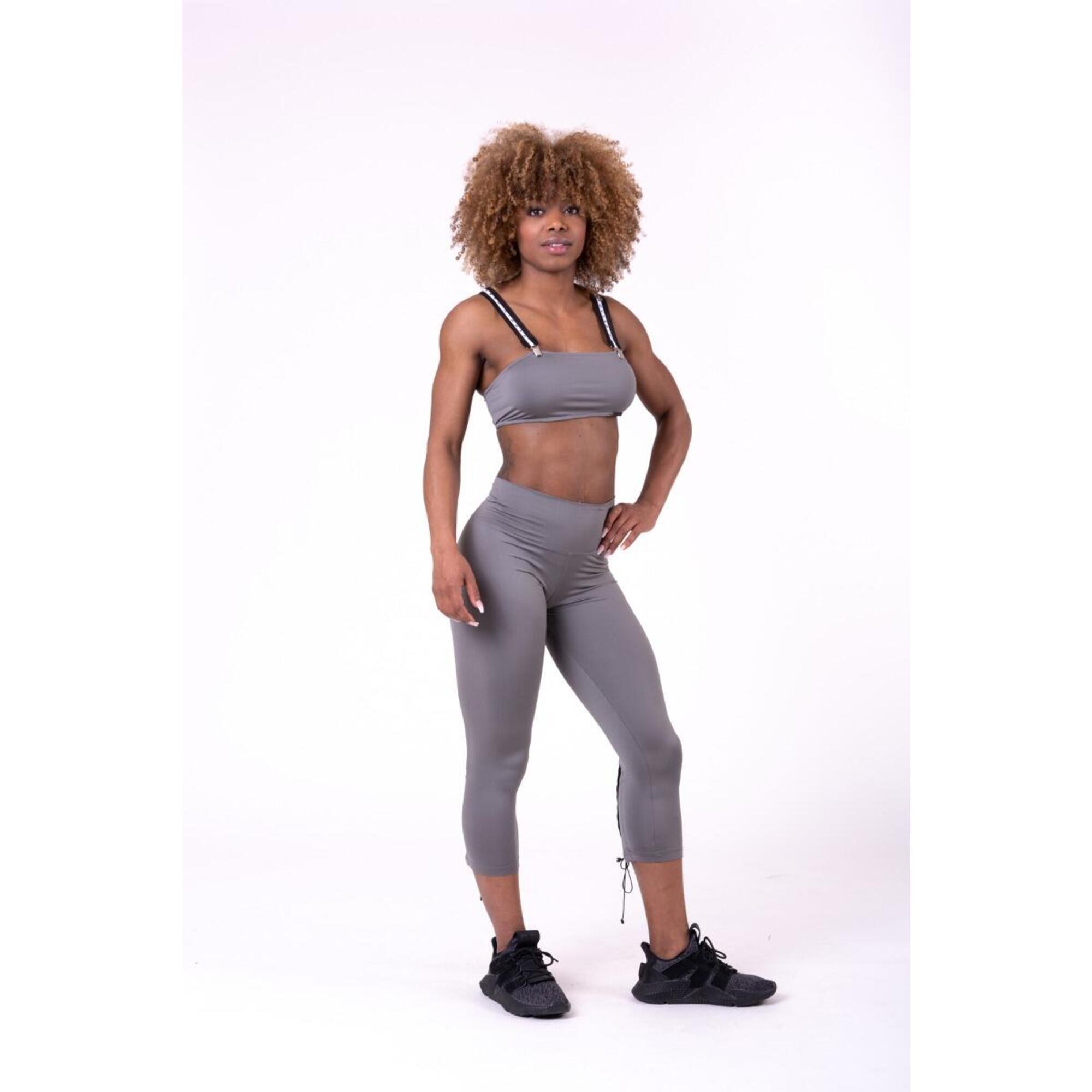 Legginsy fitness damskie Nebbia sznurowane Metaliczne