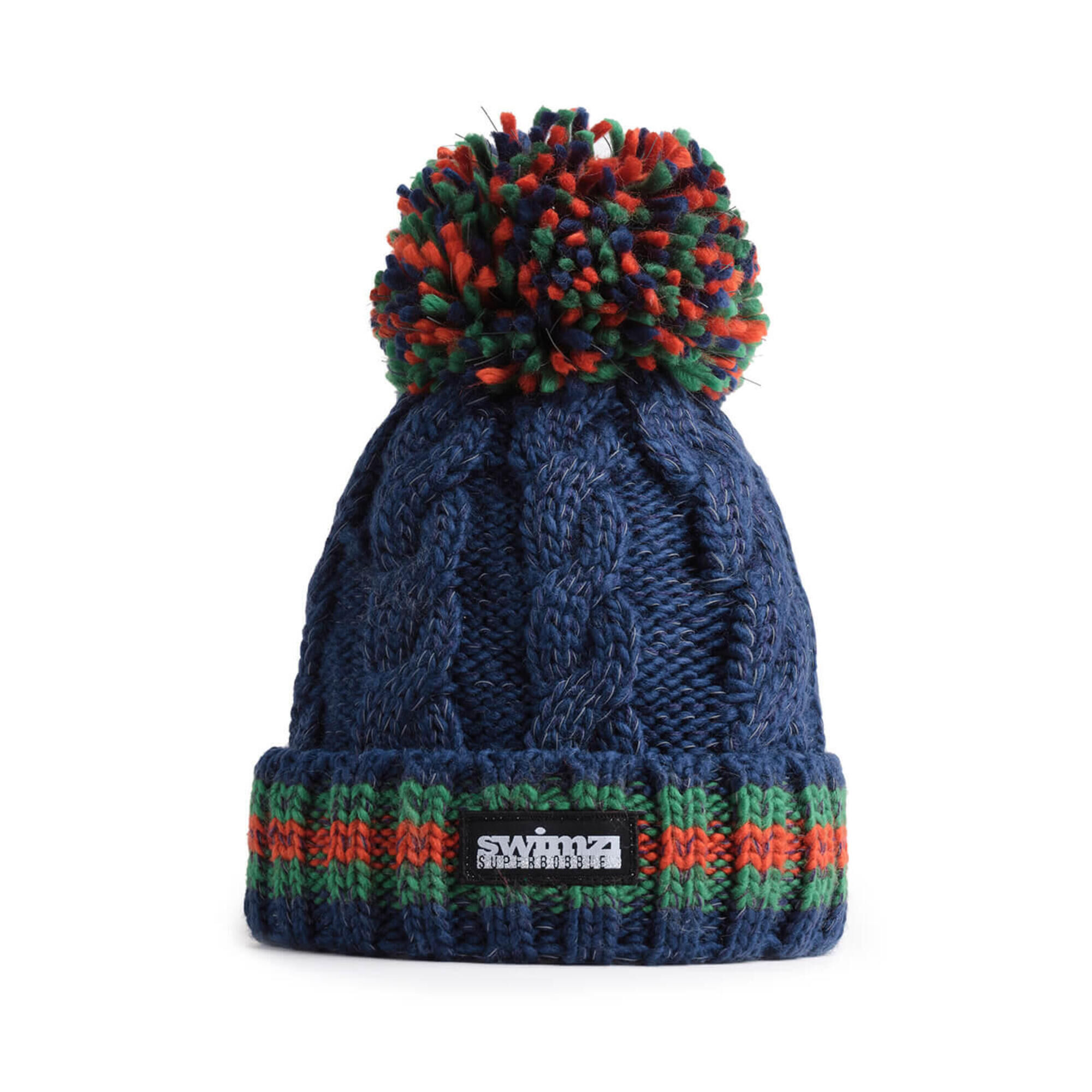 SWIMZI Navy Cable Super Bobble Hat