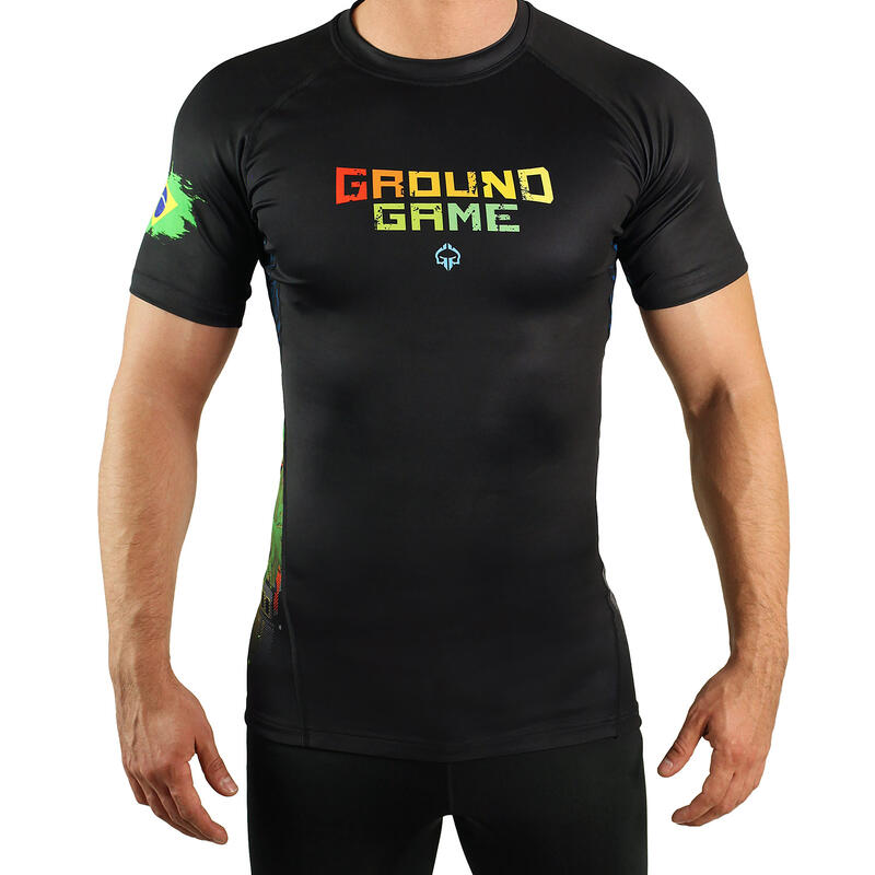 Rashguard do MMA męski Groundgame BRASIL z krótkim rękawem