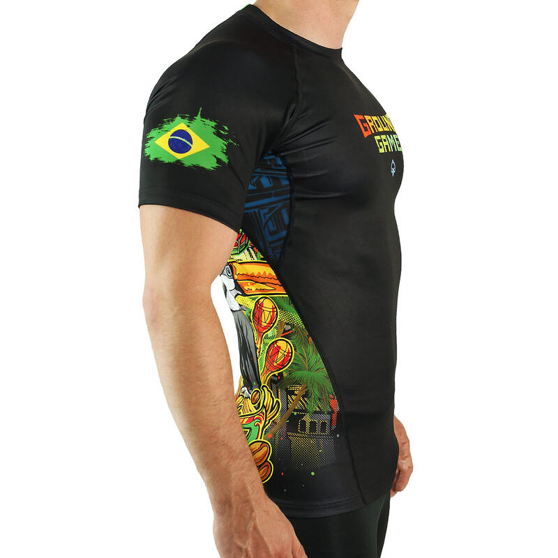 Rashguard do MMA męski Groundgame BRASIL z krótkim rękawem