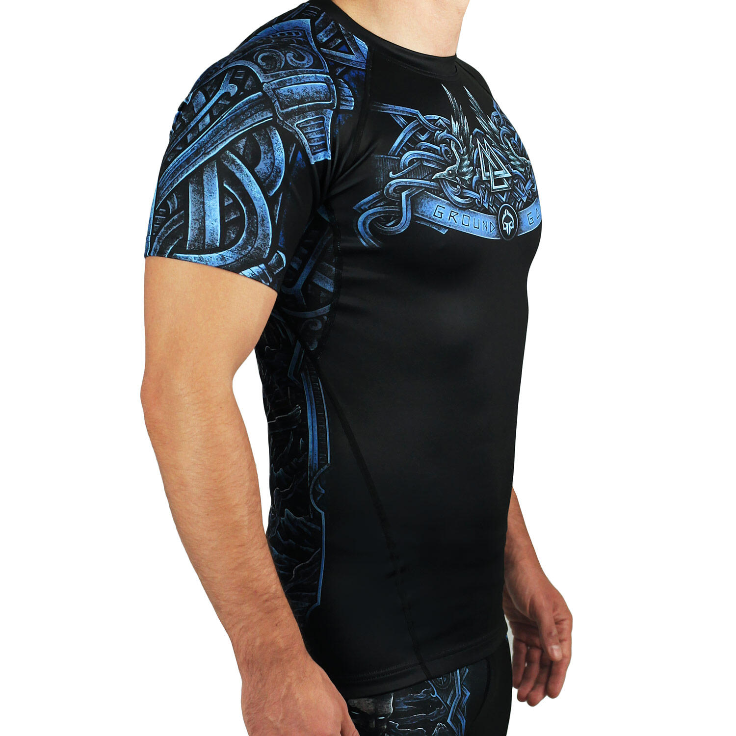 Rashguard para el juego de tierra de los hombres MMA Viking con mangas cortas 3/5