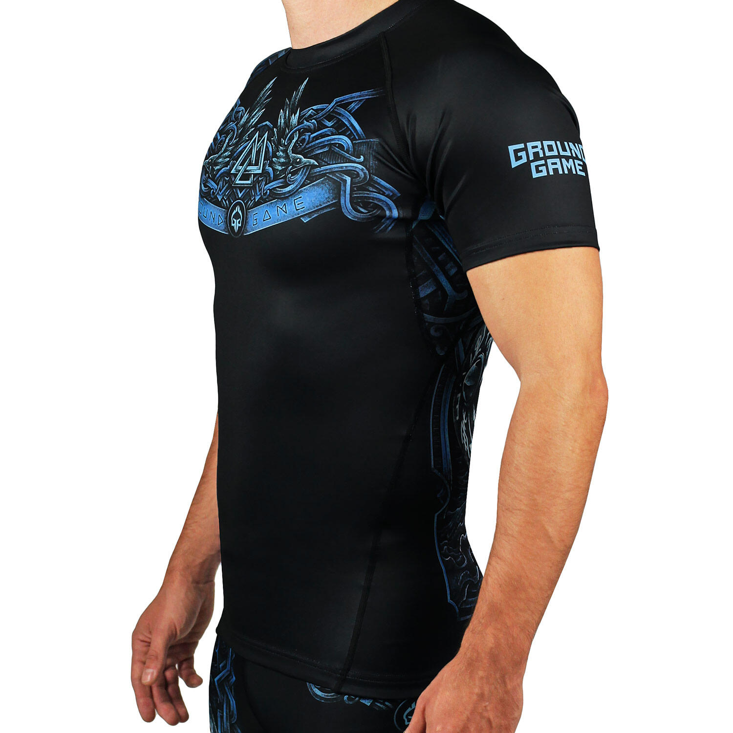 Rashguard para el juego de tierra de los hombres MMA Viking con mangas cortas 4/5