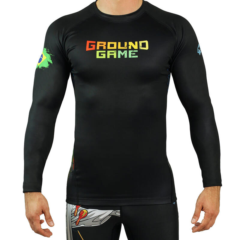 Rashguard do MMA męski Groundgame BRASIL z długim rękawem