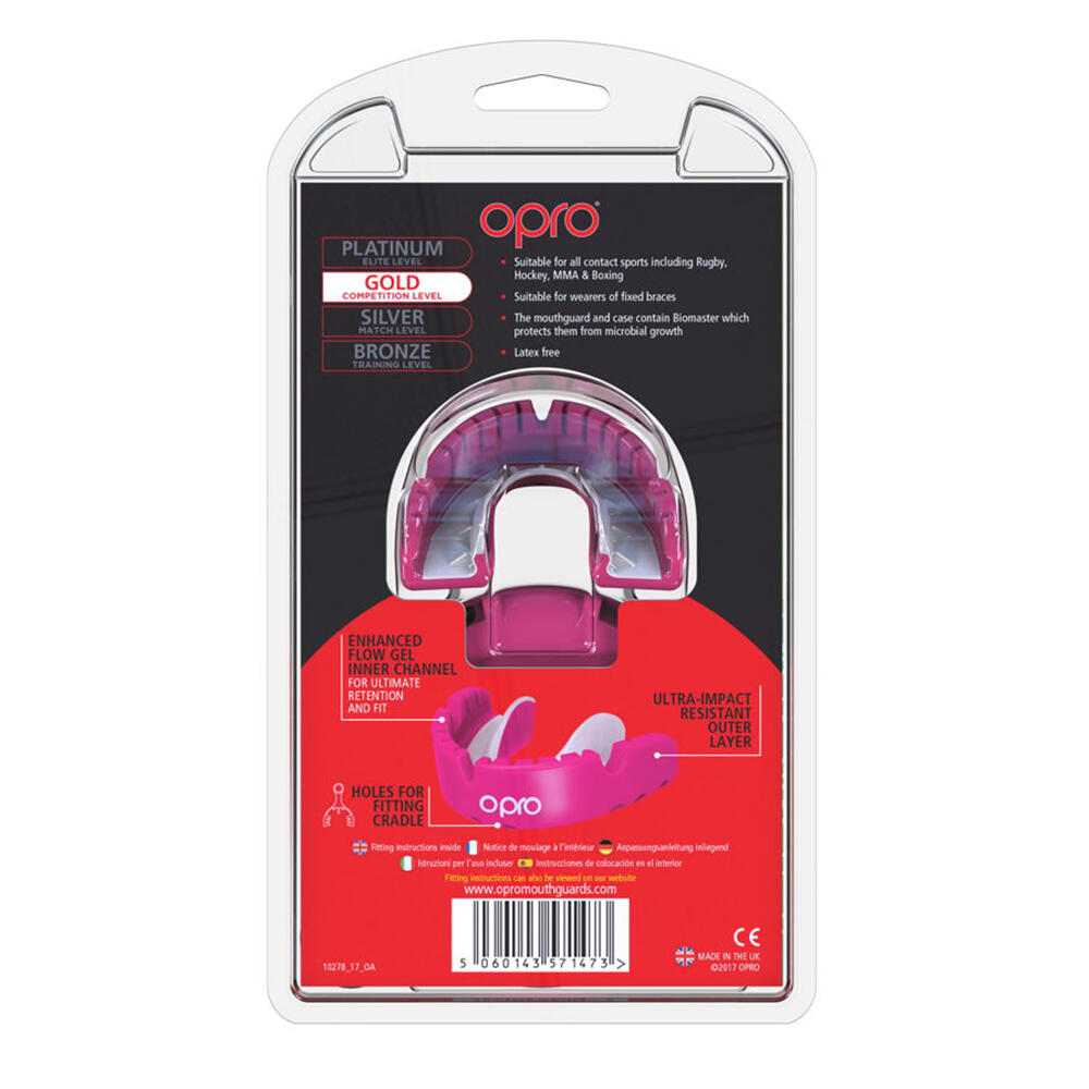Protetor Bucal Rosa Opro Gold Para Aparelho Dentário Adultos 4/4