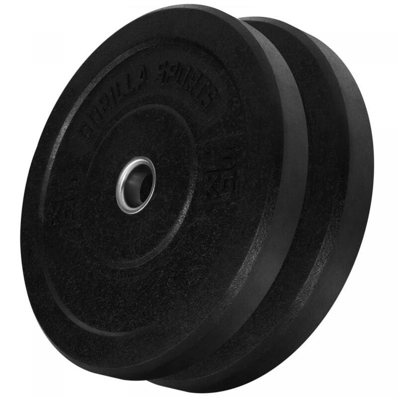 Gorilla Sports Bumper Plate - Halterschijf - 15 kg - Rubber - 50 mm - Set van 2