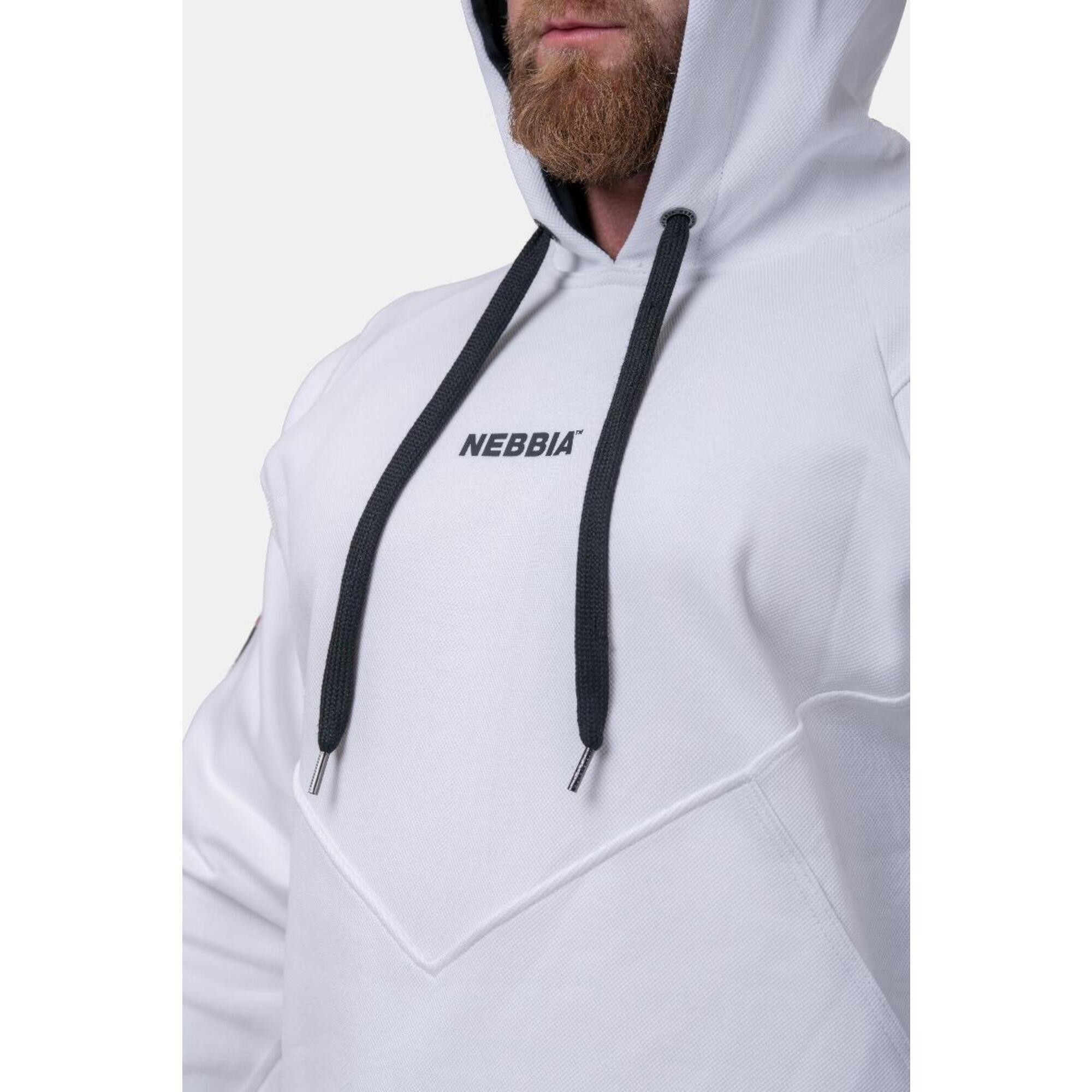 Bluza fitness z kapturem męska Nebbia White