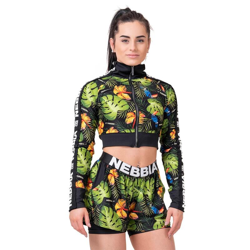 Bluza fitness damska Nebbia Cropped High Energy Green