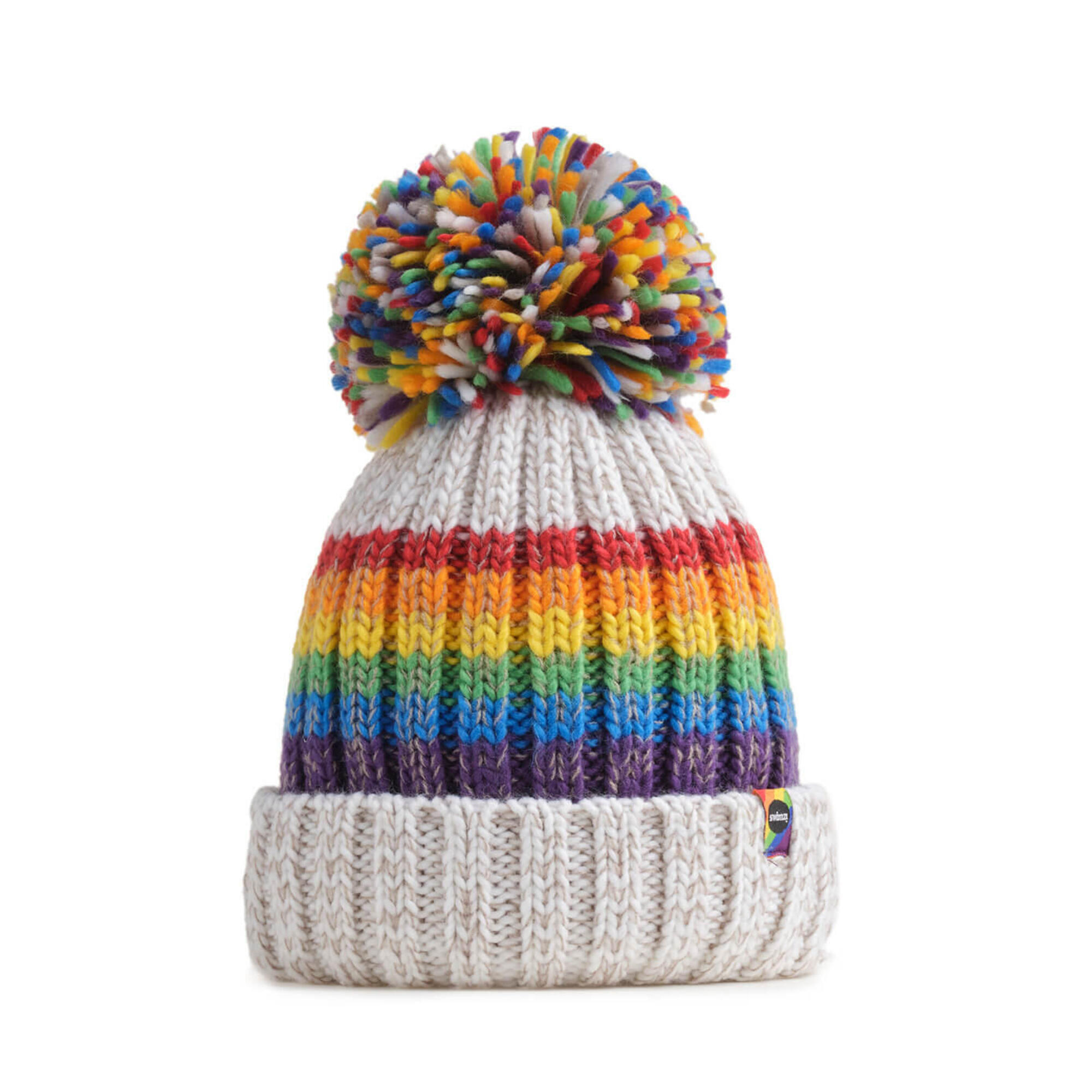 White Rainbow Super Bobble Hat 1/2