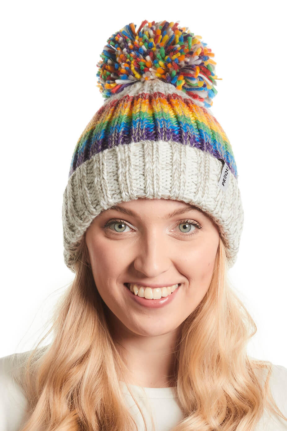 White Rainbow Super Bobble Hat 2/2