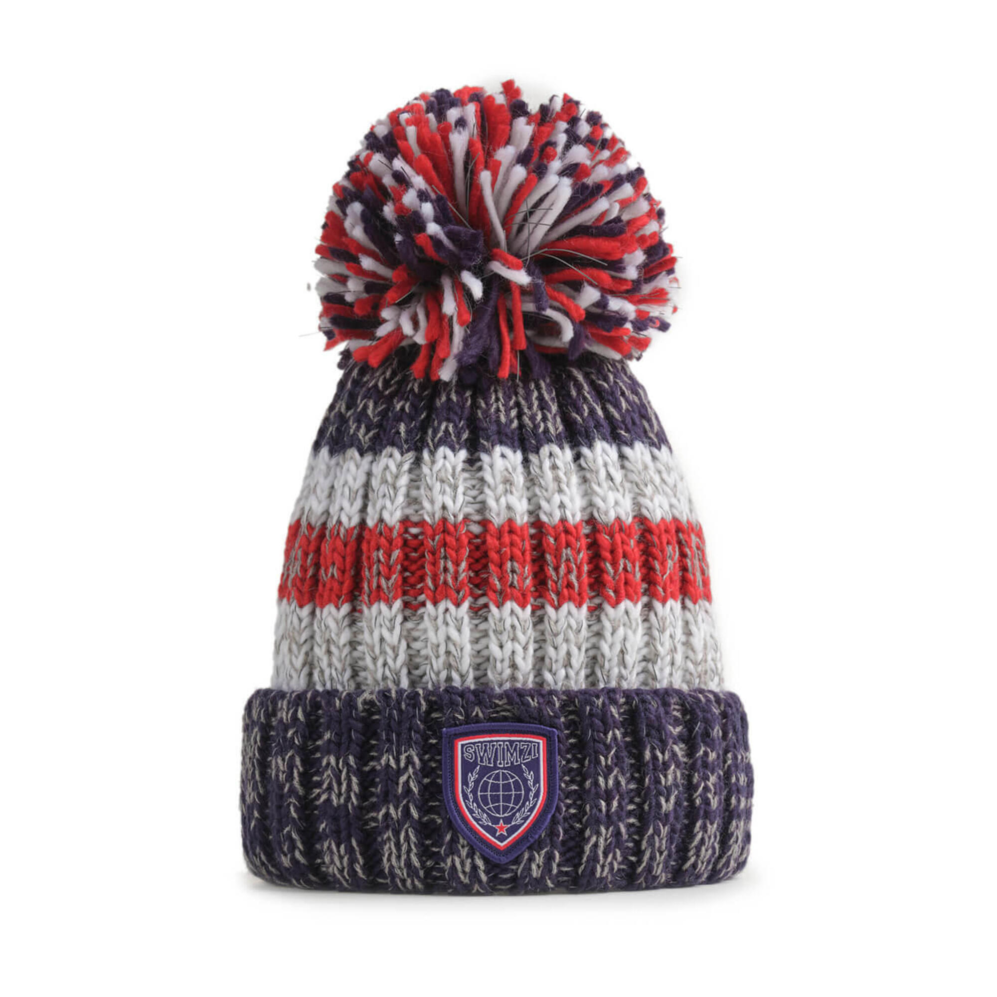 SWIMZI Navy Red Reflective Super Bobble Hat